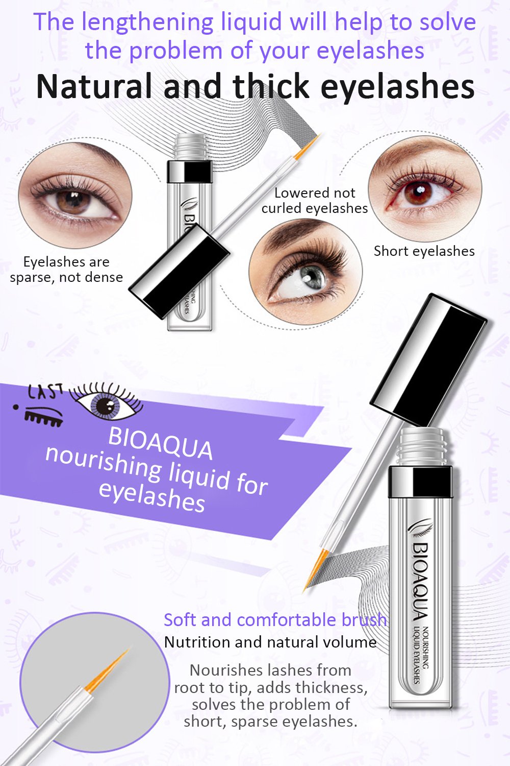 Amazon.com: BIOAQUA Eyebrow Growth Serum Eyelashes Hairline Beard